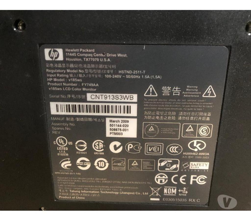 Informatique Nord Wasquehal - 59290 - Photos Vivastreet Ecran plat HP v185ws