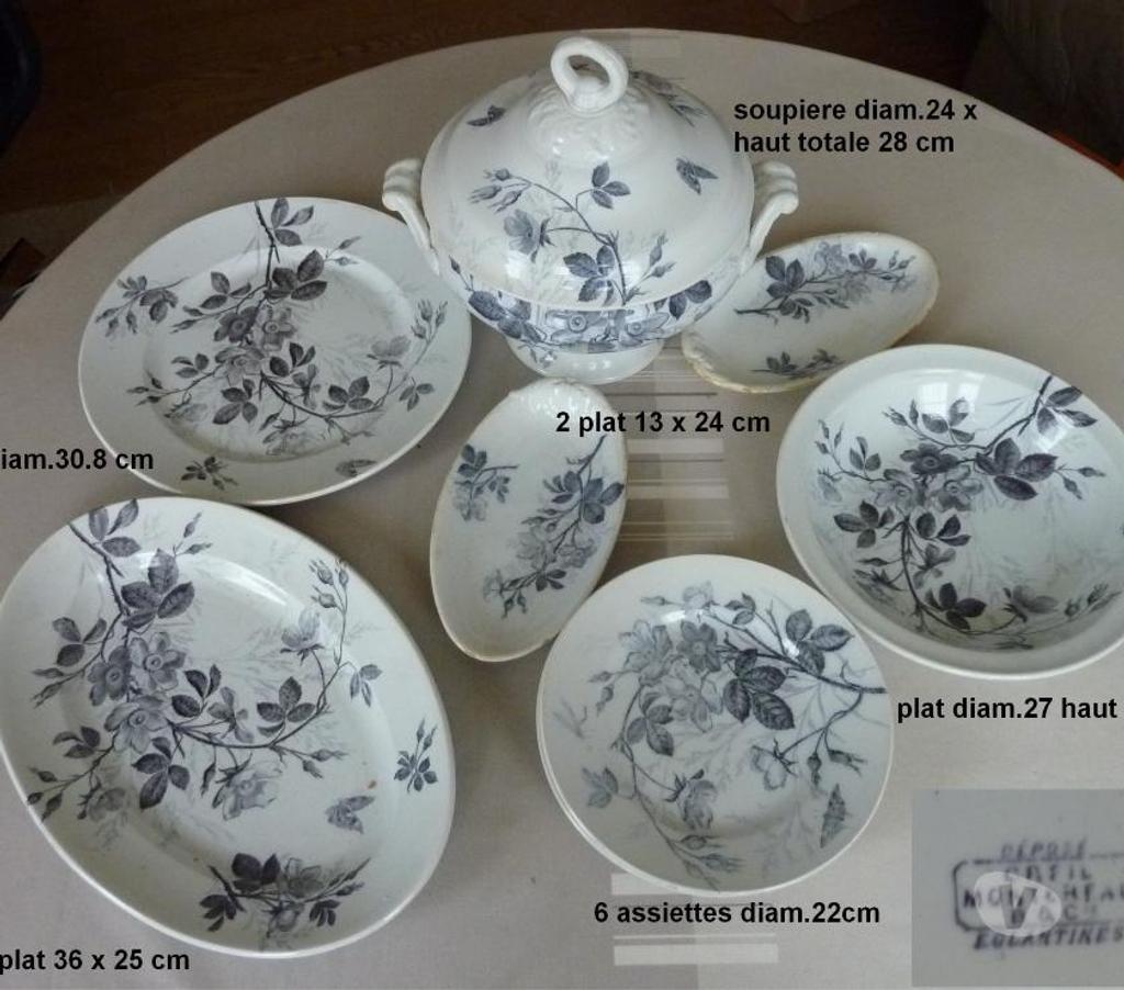 Décoration - art Aisne Soissons - 02200 - Photos Vivastreet SERVICE EGLANTINE EN FAIENCE FINE DE CREIL MONTEREAU
