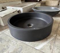 Vasque Basalte noir cylindre modèle grand plat 45x10