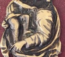 RARE : Icone Antique VIERGE MARIE & ENFANT JESUS En Bronze