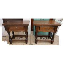 Lot 2 Tables chevet, paire bois foncé tiroir