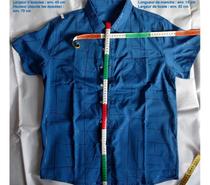 Chemise homme fashion bleu foncé manches courtes brillants
