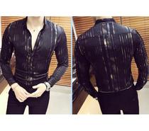 Chemise homme fashion noire dorée soirée manches longues