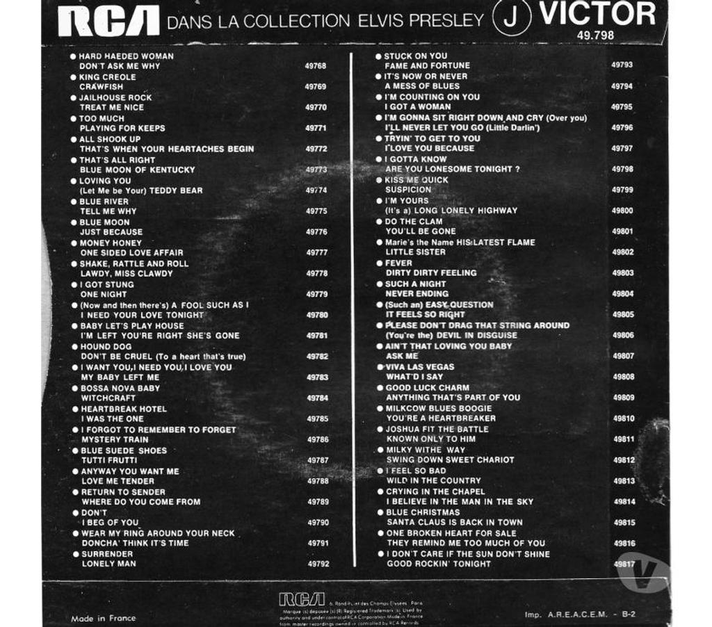 Collection Paris Paris 7ème ardt - 75007 - Photos Vivastreet VINYLE ELVIS PRESLEY Are You Lonesome Tonight + I Gotta Know
