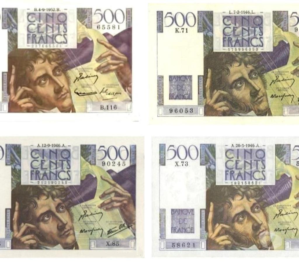Collection Nord Raismes - 59590 - Photos Vivastreet F 34 LOT DE 4 BILLETS 500 F CHATEAUBRIAND NEUFS