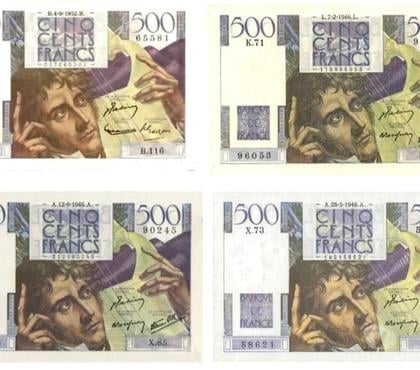 Collection Raismes Nord - Photos Vivastreet F 34 LOT DE 4 BILLETS 500 F CHATEAUBRIAND NEUFS