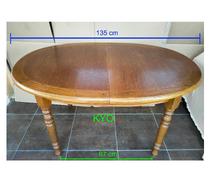 Table manger extensible ovale rallonges chêne bois vintage