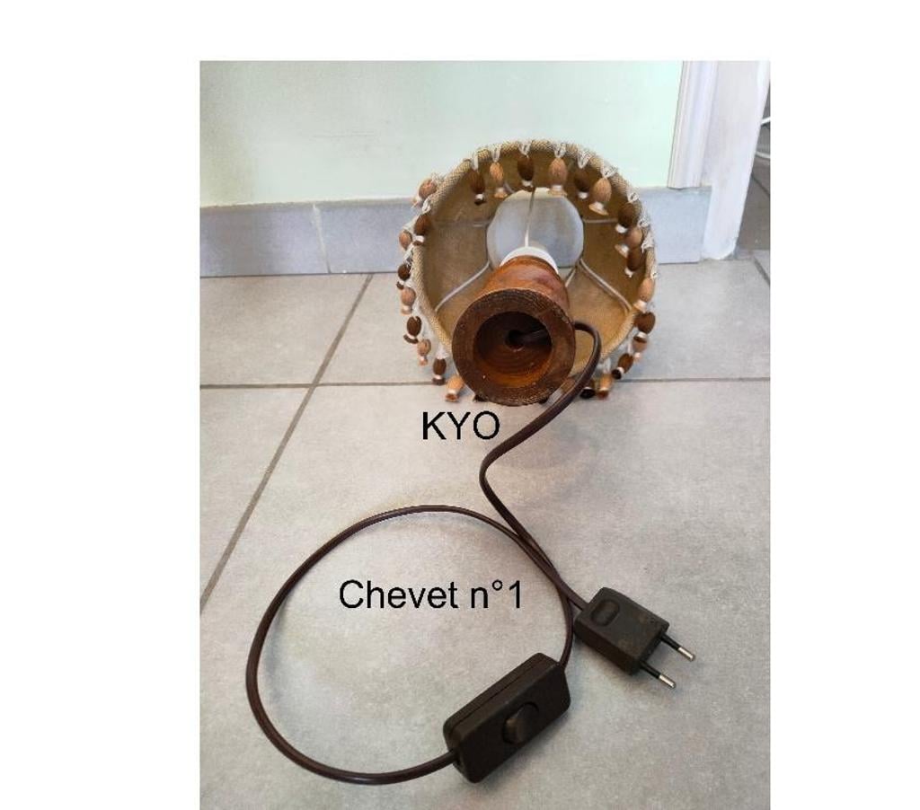 Décoration - art Jura Foncine le Haut - 39460 - Photos Vivastreet Lampe chevet conique bois à poser, abat-jour marron tissu