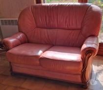 Canapé Fauteuils cuir (ensemble) couleur bois de rose