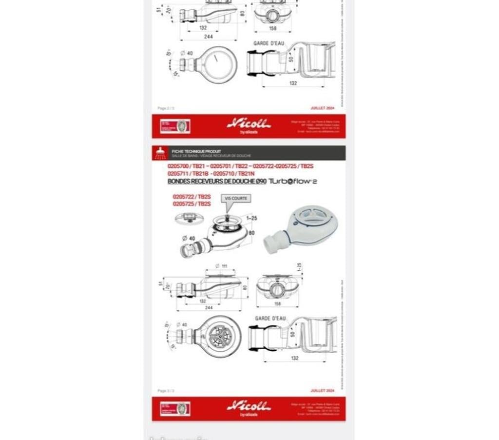  Allier Moulins - 03000 - Photos Vivastreet Bonde de douche neuve NICOLL Réf TB2S 0205722