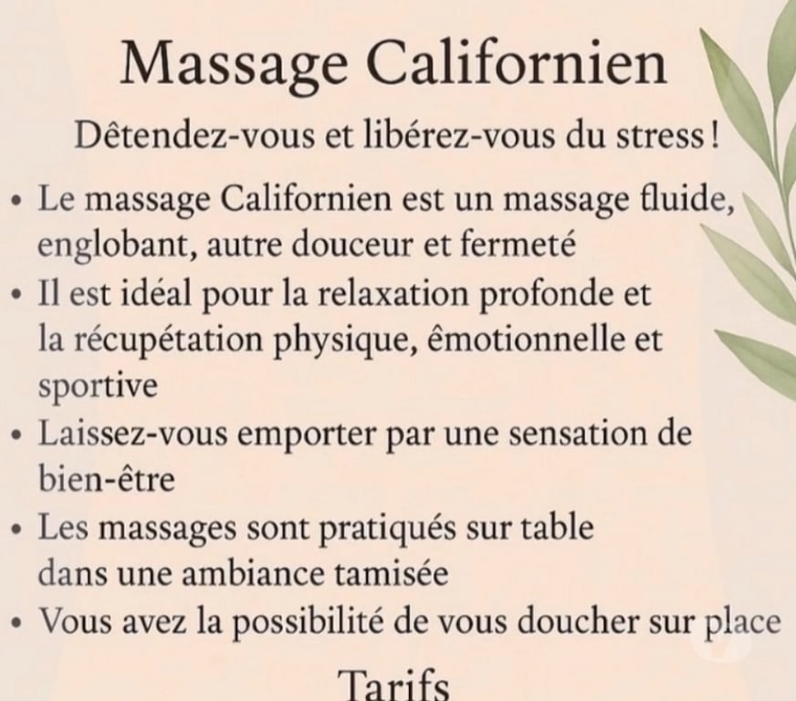 Massages Gironde Martillac - 33650 - Photos Vivastreet Massage Californien ( PRO )