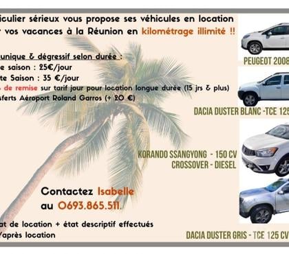 Locations Sainte marie La Réunion - Photos Vivastreet ILE DE LA REUNION , LOCATIONS VEHICULES