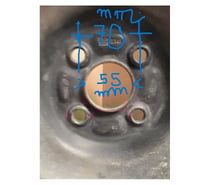 4 Jantes tôle, 15', 4 trous, alésage 55, entre axe 70mm