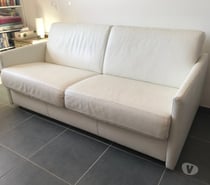 canapé lit cuir blanc