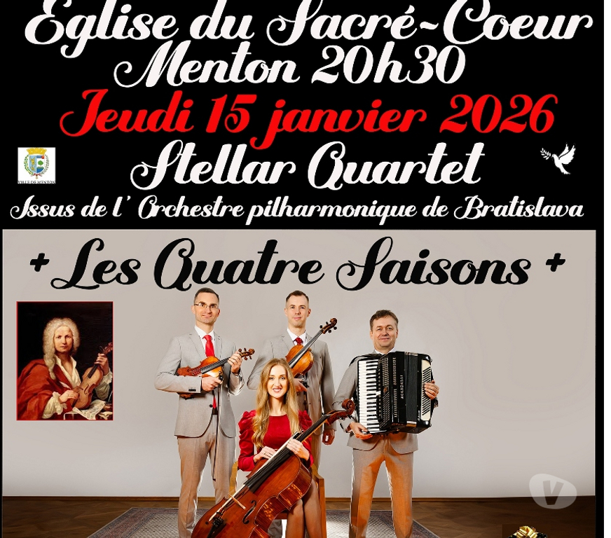 Spectacles Alpes-Maritimes Menton - 06500 - Photos Vivastreet STELLAR QUARTET = HOMMAGE à VIVALDI