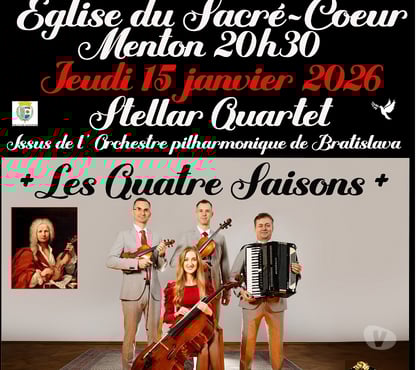 Billets spectacles Menton Alpes-Maritimes - Photos Vivastreet STELLAR QUARTET = HOMMAGE à VIVALDI