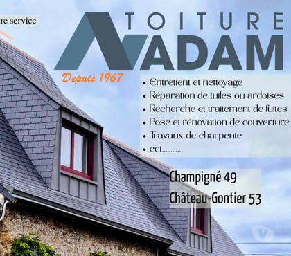 Artisans - Dépannages Champigne Maine-et-Loire - Photos Vivastreet Toiture Adam (Couverture, zinguerie, ramonage......)