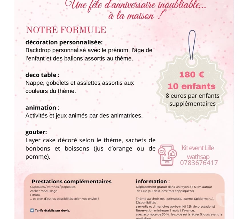 Organisations d'evènements Nord Lille - Photos Vivastreet Gâteaux & décorations anniversaire