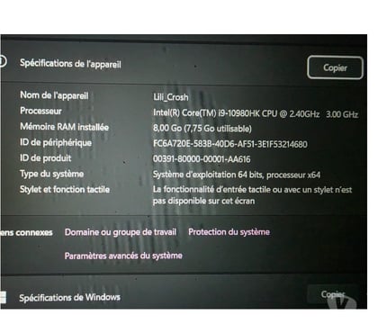 Informatique Pessac Gironde - Photos Vivastreet pc portable core i9 500 go win 11 pro