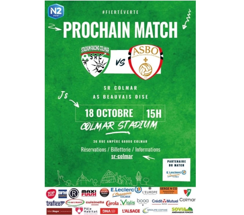 Evenements sportifs Haut-Rhin Colmar - 68000 - Photos Vivastreet 2 places Colmar vs AS Beauvais samedi 18 octobre à 15H