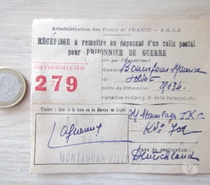 récépissé colis prisonnier guerre 1943 document 2WW