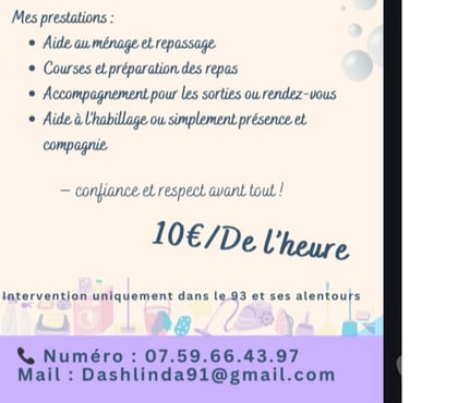 Services ménagers Bobigny Seine-Saint-Denis - Photos Vivastreet Aide a la personne -ménage