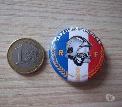 Collection Valognes Manche - Photos Vivastreet Sapeurs Pompiers badge drapeau France 38mm -neuf !