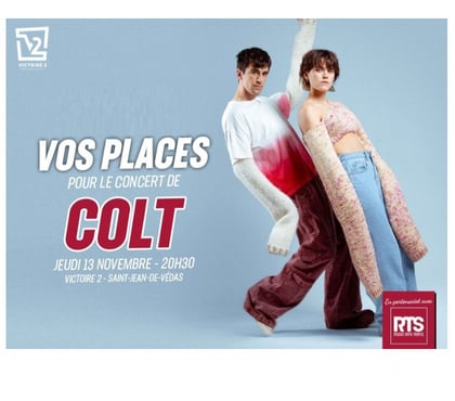 Billets spectacles St Jean de Vedas Hérault - Photos Vivastreet 2 places pour COLT + 1ère Partie jeudi 13 novembre 20h30