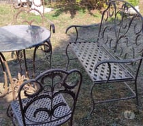 Rare ;Ensemble De Jardin De 7 Pièces En Fer Forgé