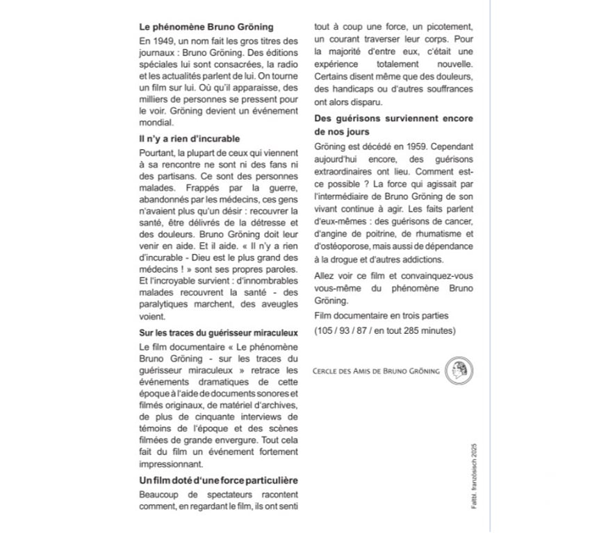 Autres sorties Paris Paris 3ème ardt - 75003 - Photos Vivastreet FILM DOCUMENTAIRE LE PHENOMENE BRUNO GRÖNING.