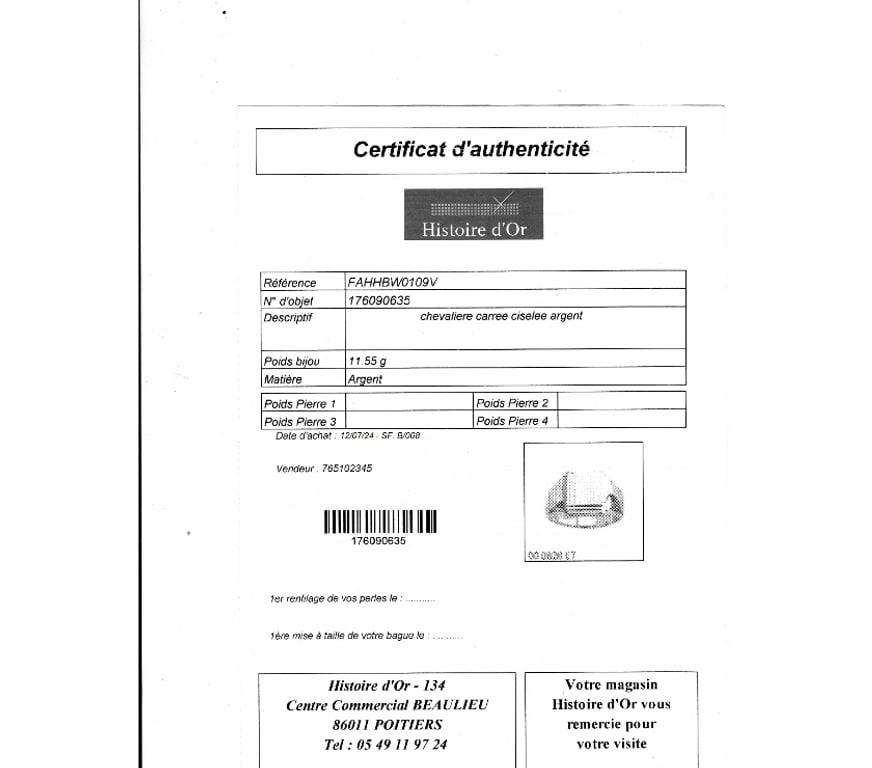 Bijoux occasion Vienne Buxerolles - 86180 - Photos Vivastreet Chevalière argent massif Bijoutier MATY® Cert authenticit