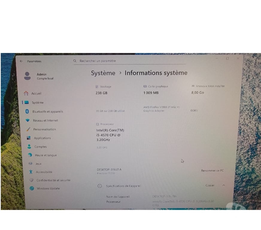 Informatique Nord Houplin Ancoisne - 59263 - Photos Vivastreet Dell Précision T1700 i5 vPro 8Go 256Go SSD WINDOWS 11 Pro