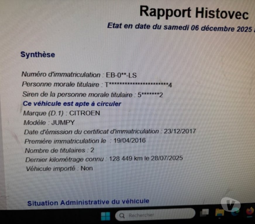 Véhicules commerciaux & utilitaires d'occasion Hérault Marseillan - 34340 - Photos Vivastreet Citroen Jumpy AM2016 120HDI