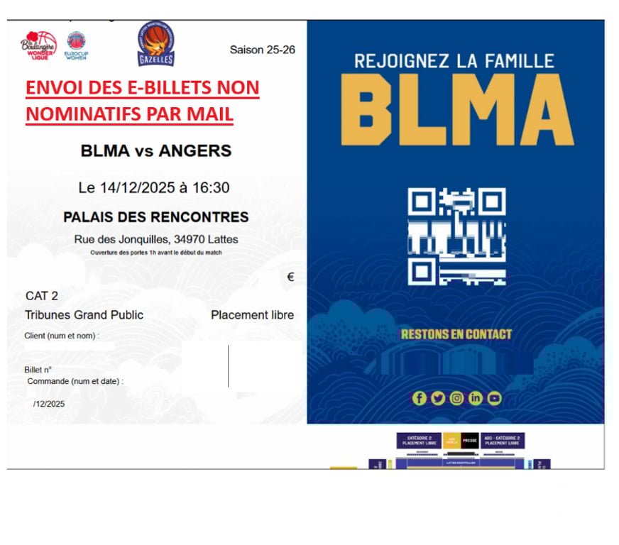 Evenements sportifs Hérault Lattes - 34970 - Photos Vivastreet 4 places BLMA vs Angers ce dimanche à 16h30 à Lattes