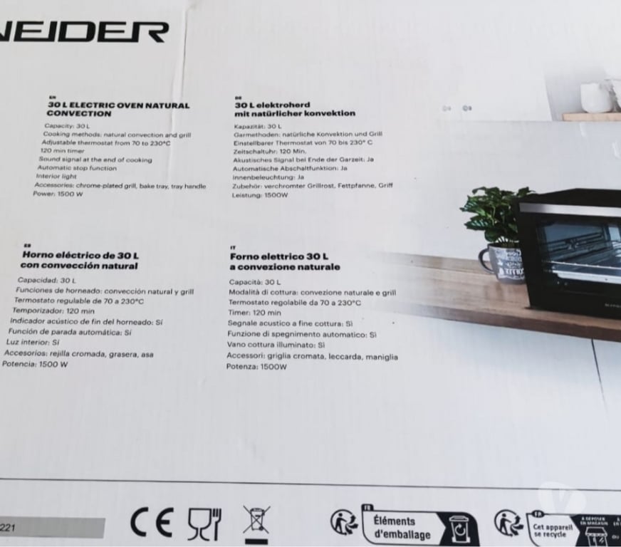 Electroménager occasion Val-d'Oise Bernes sur Oise - 95340 - Photos Vivastreet Mini Four Posable 30 Litres Convection Naturelle 1500W Neuf