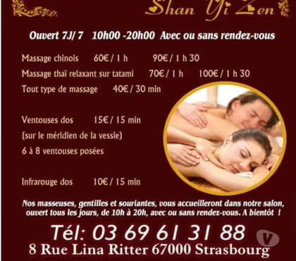 Massage Strasbourg Strasbourg - Photos Vivastreet Salon de massage SHAN YI ZEN