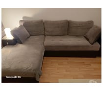 Canapé d'angle gris tissu