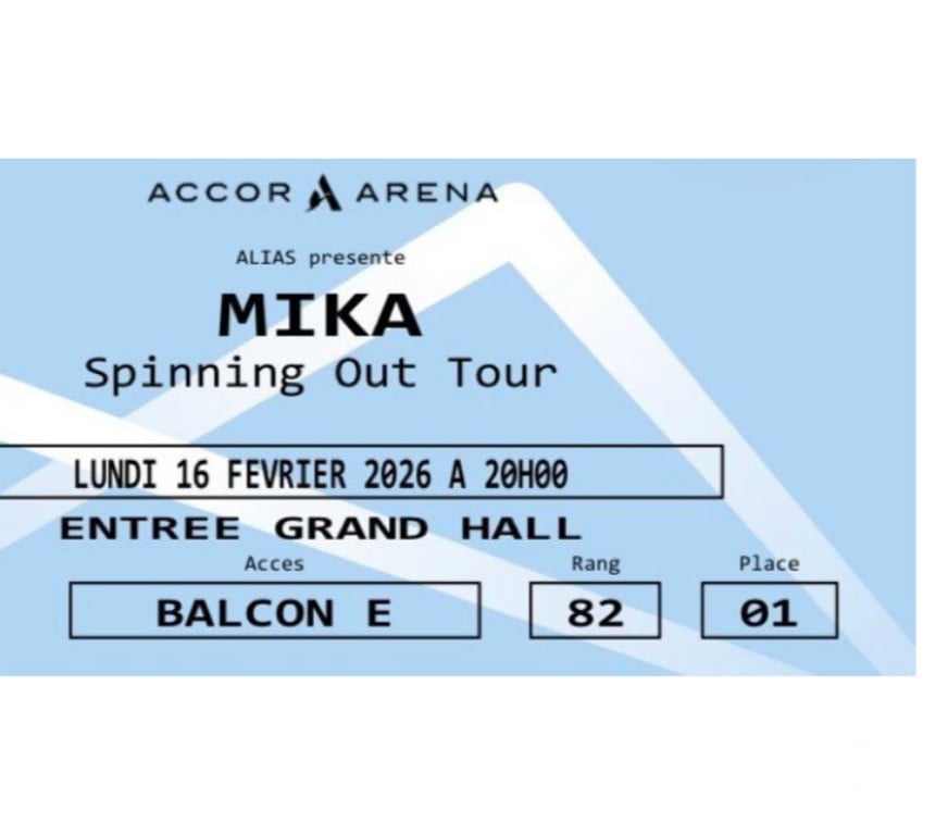 Spectacles Paris Paris 7ème ardt - 75007 - Photos Vivastreet Vends 2 billets côte a côte pour le concert de MIKA
