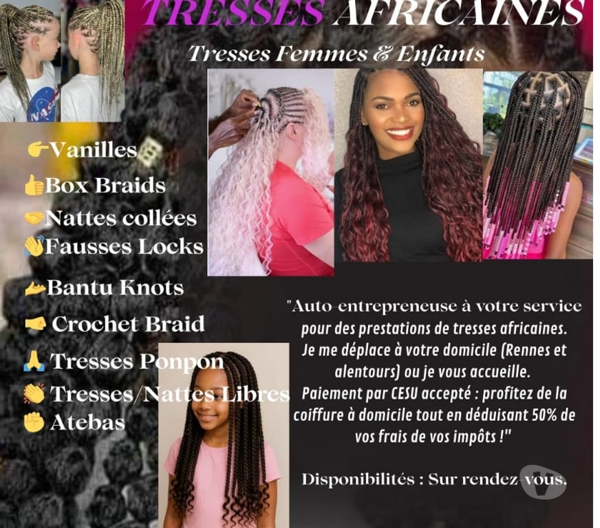 Autre Service Ille-et-Vilaine Rennes - Photos Vivastreet Tresse et tissage à domicile Rennes 35