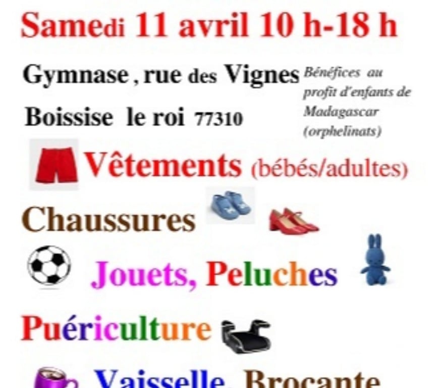 Vides greniers - Brocantes Seine-et-Marne Boissise le Roi - 77310 - Photos Vivastreet Vente de charité Printemps & Eté