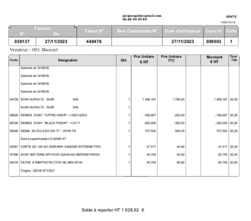 Photo - Video - Son Hérault Perols - 34470 - Photos Vivastreet Part vds appareil de photo SONY ALPHA ILCE-7C