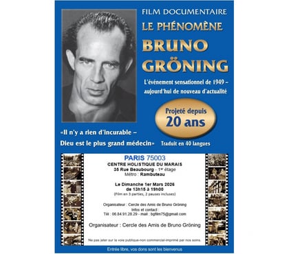 Autres sorties Paris 3ème ardt Paris - Photos Vivastreet Film hors du commun : documentaire sur Bruno Gröning