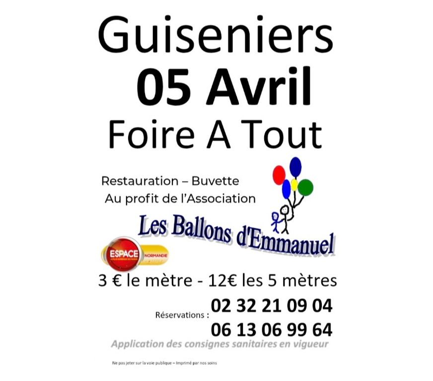 Vides greniers - Brocantes Eure Guiseniers - 27700 - Photos Vivastreet FOIRE À TOUT 5 avril