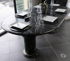 Table Ovale en Marbre Fossilisé