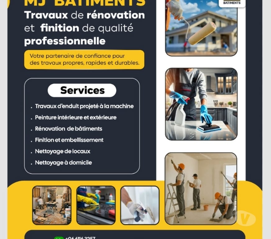 Artisans & dépannages Val-d'Oise Sarcelles - 95200 - Photos Vivastreet MJ BATIMENT – Travaux rénovation et peinture