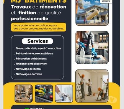 Artisans & dépannages Sarcelles Val-d'Oise - Photos Vivastreet MJ BATIMENT – Travaux rénovation et peinture