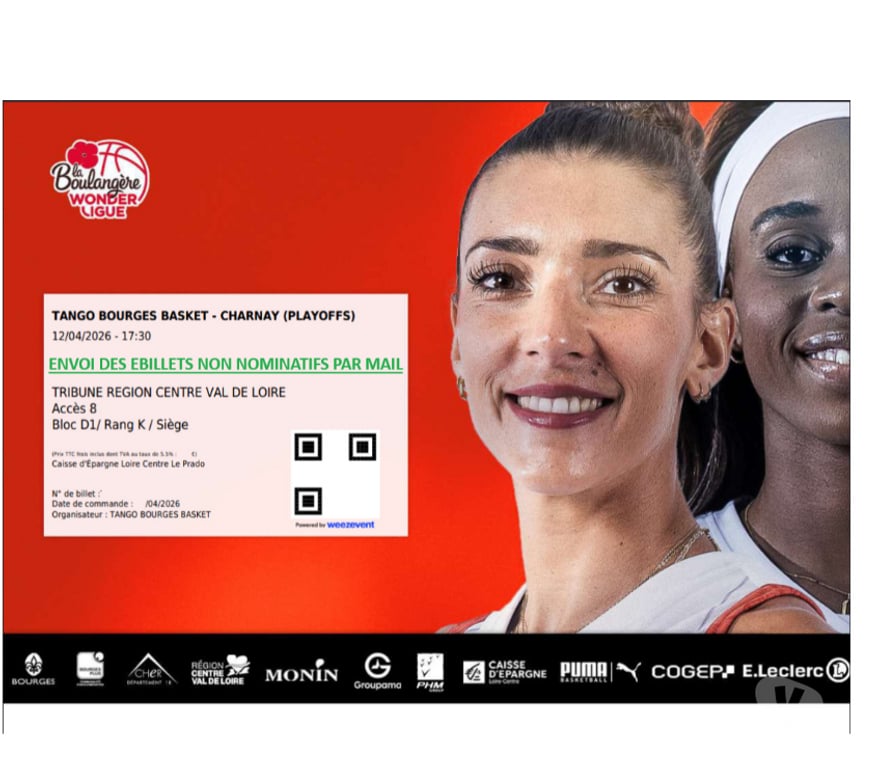 Evenements sportifs Cher Bourges - 18000 - Photos Vivastreet 2 places Bourges Basket vs Charnay dimanche à 17h30