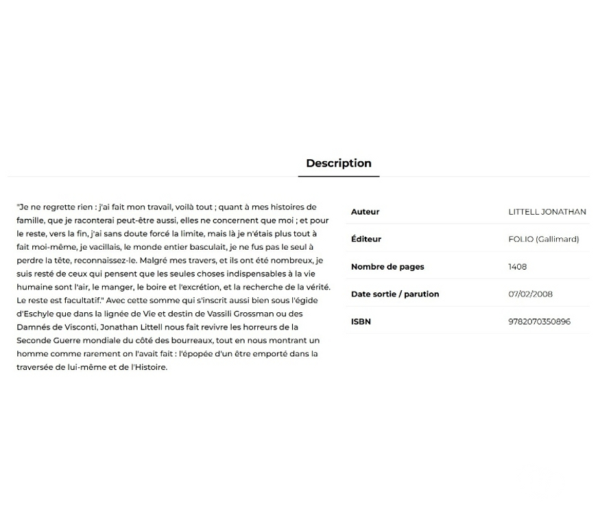 Livres occasion Charente-Maritime Rochefort - 17300 - Photos Vivastreet Les bienveillantes, de Jonathan Littell