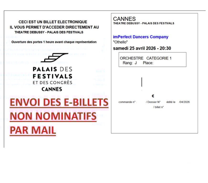 Spectacles Alpes-Maritimes Cannes - 06400 - Photos Vivastreet 2 places pour Imperfect Dancers company - Othello à Cannes