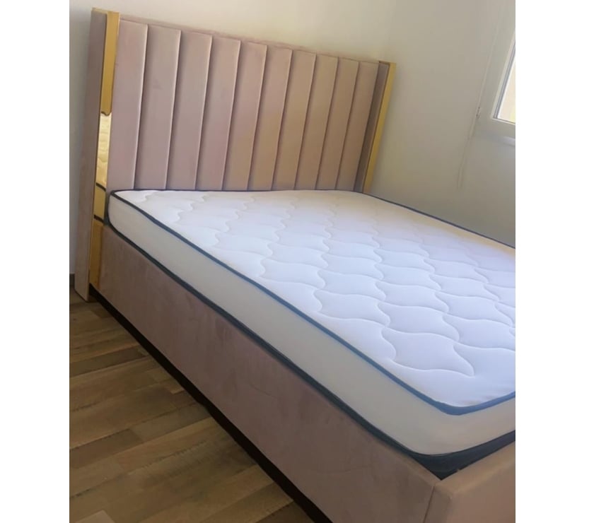 Lit prince coffre beige avec matelas 140x190